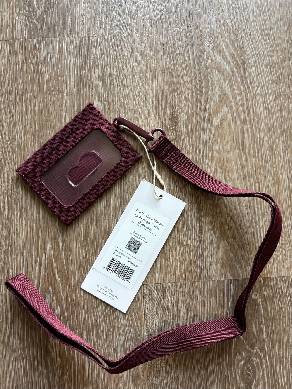 BEIS Burgundy Card Holder with Matching Lanyard - Picture 3 of 4